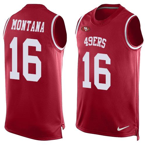 Nike 49ers #16 Joe Montana Red Team Color Men's Stitched NFL Limited Tank Top Jersey Nike 49ers #16 Joe Montana Red Team Color Men's Stitched NFL Limited Tank Top Jersey