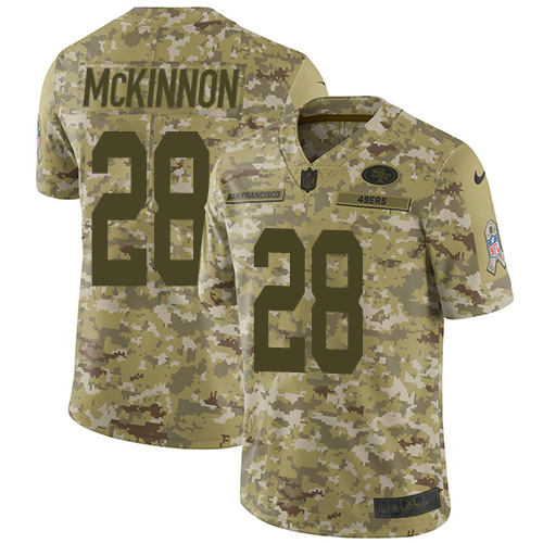 Nike 49ers #28 Jerick McKinnon Camo Men's Stitched NFL Limited 2018 Salute To Service Jersey Nike 49ers #28 Jerick McKinnon Camo Men's Stitched NFL Limited 2018 Salute To Service Jersey