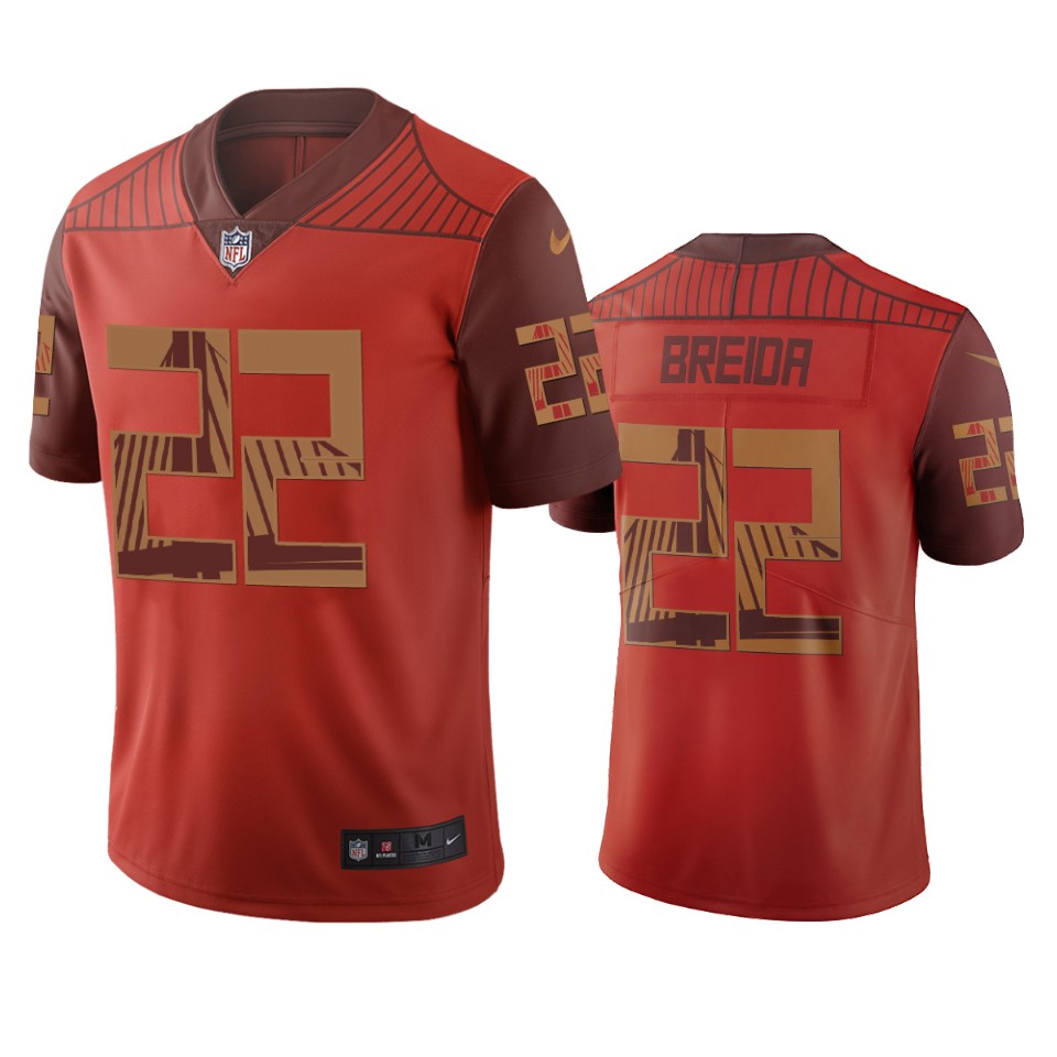 San Francisco 49ers #22 Matt Breida Orange Vapor Limited City Edition NFL Jersey San Francisco 49ers #22 Matt Breida Orange Vapor Limited City Edition NFL Jersey