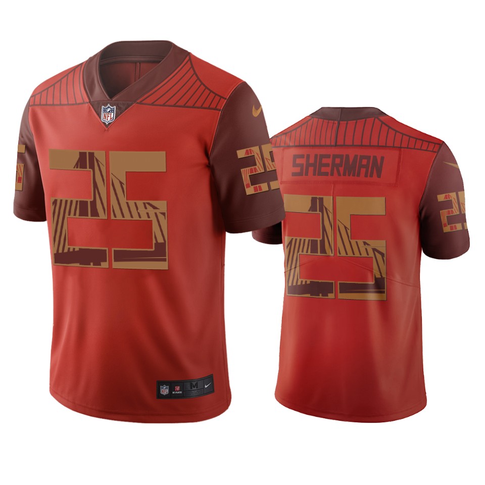 San Francisco 49ers #25 Richard Sherman Orange Vapor Limited City Edition NFL Jersey San Francisco 49ers #25 Richard Sherman Orange Vapor Limited City Edition NFL Jersey