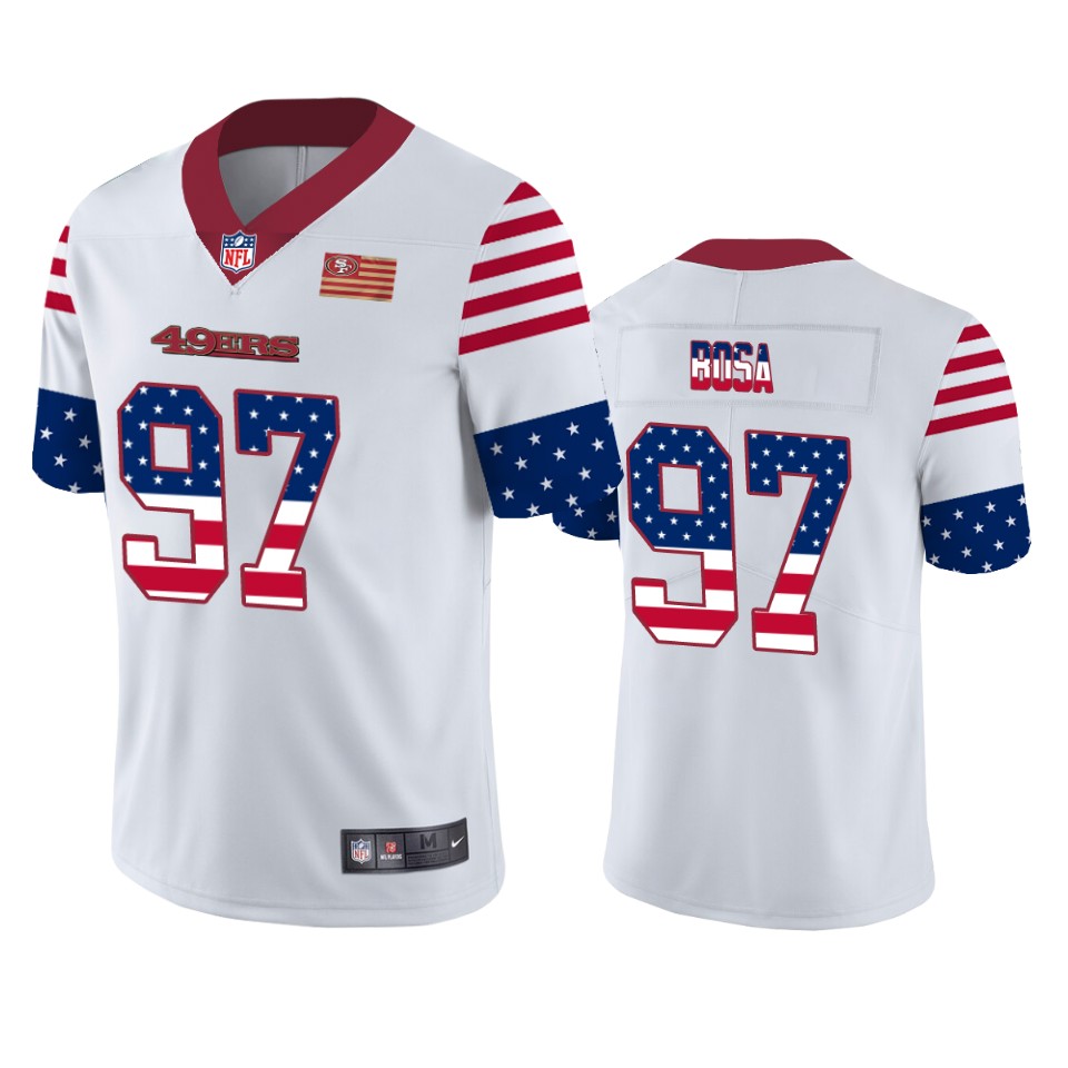 San Francisco 49ers #97 Nick Bosa White Men's Nike Team Logo USA Flag Vapor Untouchable Limited NFL Jersey San Francisco 49ers #97 Nick Bosa White Men's Nike Team Logo USA Flag Vapor Untouchable Limited NFL Jersey