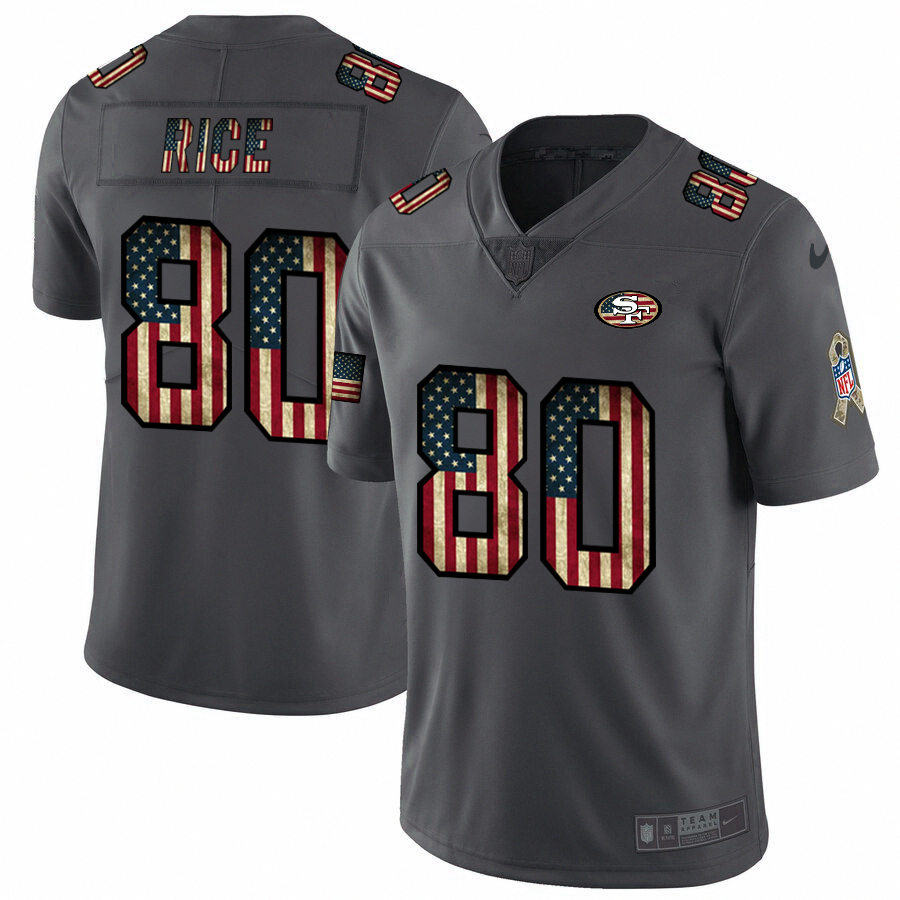 Nike 49ers #80 Jerry Rice 2018 Salute To Service Retro USA Flag Limited NFL Jersey Nike 49ers #80 Jerry Rice 2018 Salute To Service Retro USA Flag Limited NFL Jersey