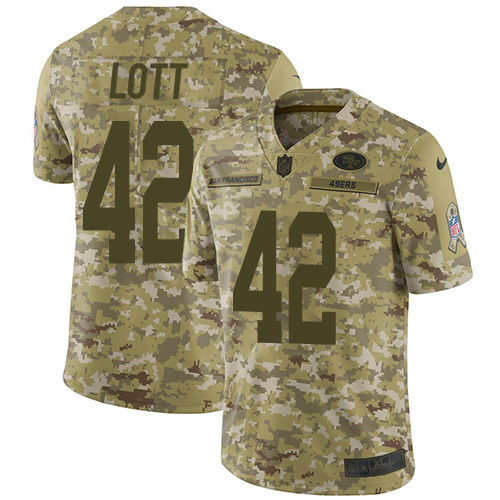 Nike 49ers #42 Ronnie Lott Camo Men's Stitched NFL Limited 2018 Salute To Service Jersey Nike 49ers #42 Ronnie Lott Camo Men's Stitched NFL Limited 2018 Salute To Service Jersey