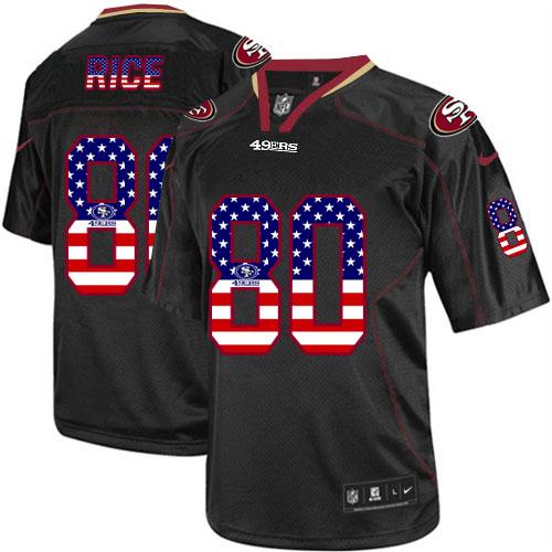 Nike 49ers #80 Jerry Rice Black Men's Stitched NFL Elite USA Flag Fashion Jersey Nike 49ers #80 Jerry Rice Black Men's Stitched NFL Elite USA Flag Fashion Jersey