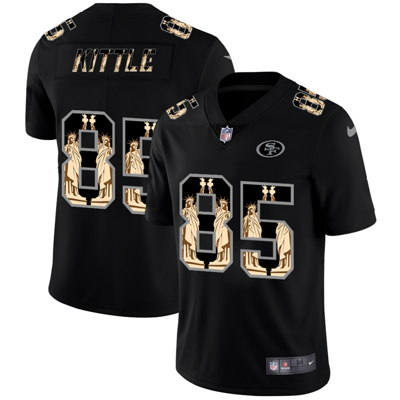 San Francisco 49ers #85 George Kittle Carbon Black Vapor Statue Of Liberty Limited NFL Jersey San Francisco 49ers #85 George Kittle Carbon Black Vapor Statue Of Liberty Limited NFL Jersey