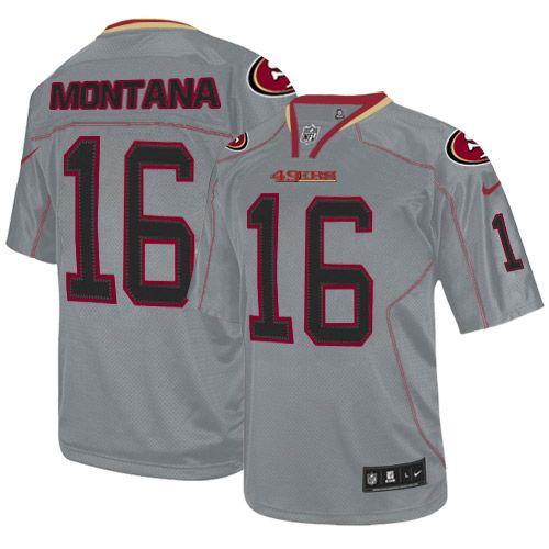 Nike 49ers #16 Joe Montana Lights Out Grey Men's Stitched NFL Elite Jersey Nike 49ers #16 Joe Montana Lights Out Grey Men's Stitched NFL Elite Jersey