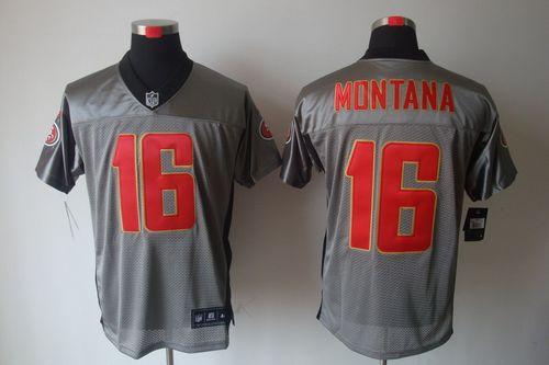 Nike 49ers #16 Joe Montana Grey Shadow Men's Stitched NFL Elite Jersey Nike 49ers #16 Joe Montana Grey Shadow Men's Stitched NFL Elite Jersey