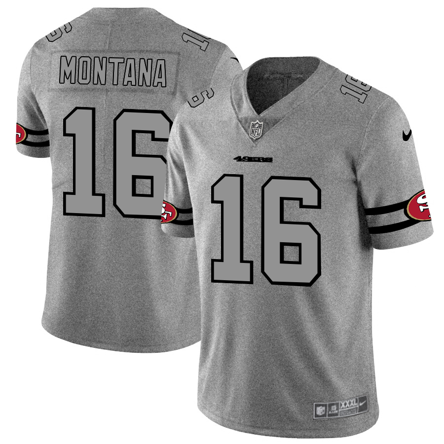 San Francisco 49ers #16 Joe Montana Men's Nike Gray Gridiron II Vapor Untouchable Limited NFL Jersey San Francisco 49ers #16 Joe Montana Men's Nike Gray Gridiron II Vapor Untouchable Limited NFL Jersey