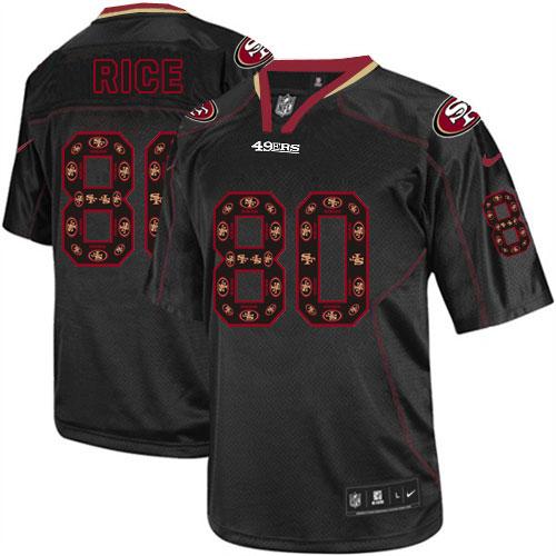 Nike 49ers #80 Jerry Rice New Lights Out Black Men's Stitched NFL Elite Jersey Nike 49ers #80 Jerry Rice New Lights Out Black Men's Stitched NFL Elite Jersey