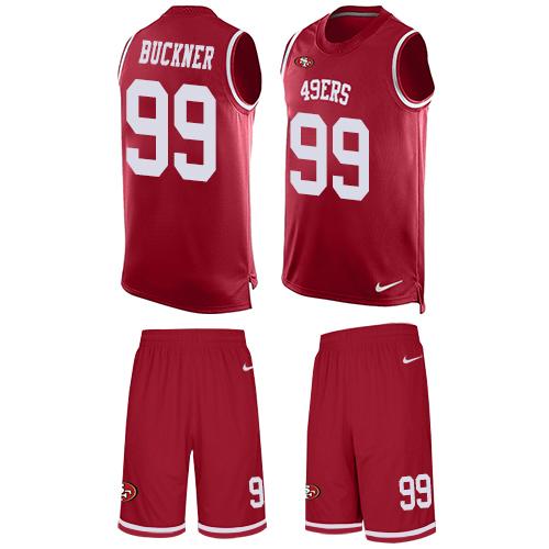 Nike 49ers #99 DeForest Buckner Red Team Color Men's Stitched NFL Limited Tank Top Suit Jersey Nike 49ers #99 DeForest Buckner Red Team Color Men's Stitched NFL Limited Tank Top Suit Jersey