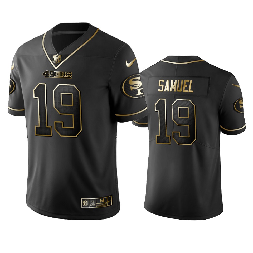 Nike 49ers #19 Deebo Samuel Black Golden Limited Edition Stitched NFL Jersey Nike 49ers #19 Deebo Samuel Black Golden Limited Edition Stitched NFL Jersey