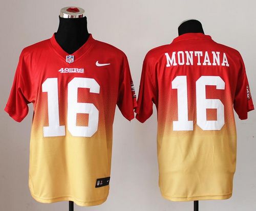 Nike 49ers #16 Joe Montana Red/Gold Men's Stitched NFL Elite Fadeaway Fashion Jersey Nike 49ers #16 Joe Montana Red/Gold Men's Stitched NFL Elite Fadeaway Fashion Jersey