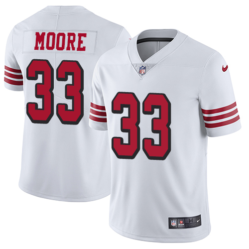 Nike 49ers #33 Tarvarius Moore White Rush Men's Stitched NFL Vapor Untouchable Limited Jersey Nike 49ers #33 Tarvarius Moore White Rush Men's Stitched NFL Vapor Untouchable Limited Jersey