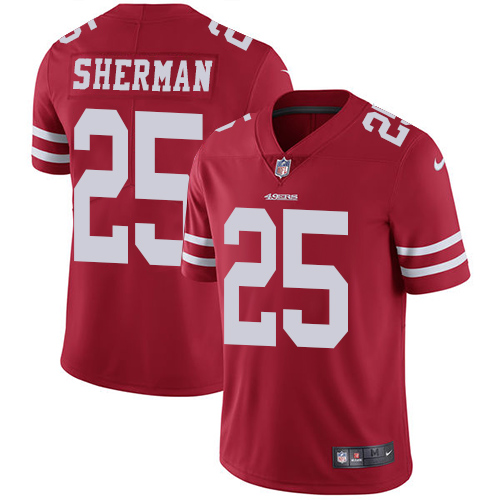 Nike 49ers #25 Richard Sherman Red Team Color Men's Stitched NFL Vapor Untouchable Limited Jersey Nike 49ers #25 Richard Sherman Red Team Color Men's Stitched NFL Vapor Untouchable Limited Jersey