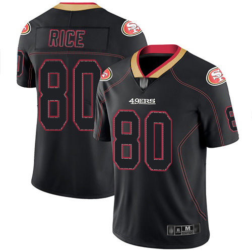 Nike 49ers #80 Jerry Rice Lights Out Black Men's Stitched NFL Limited Rush Jersey Nike 49ers #80 Jerry Rice Lights Out Black Men's Stitched NFL Limited Rush Jersey
