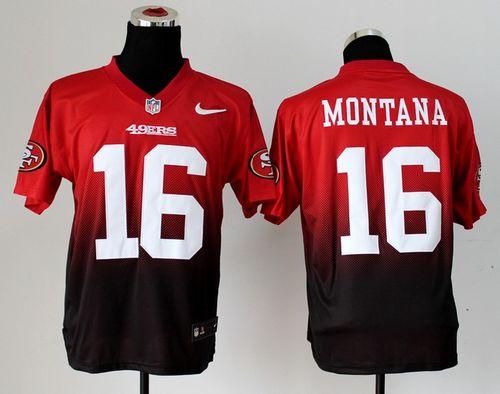 Nike 49ers #16 Joe Montana Red/Black Men's Stitched NFL Elite Fadeaway Fashion Jersey Nike 49ers #16 Joe Montana Red/Black Men's Stitched NFL Elite Fadeaway Fashion Jersey