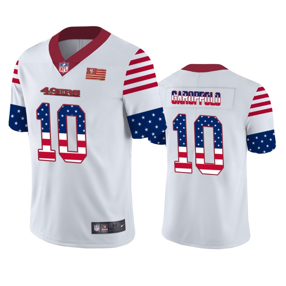 San Francisco 49ers #10 Jimmy Garoppolo White Men's Nike Team Logo USA Flag Vapor Untouchable Limited NFL Jersey San Francisco 49ers #10 Jimmy Garoppolo White Men's Nike Team Logo USA Flag Vapor Untouchable Limited NFL Jersey