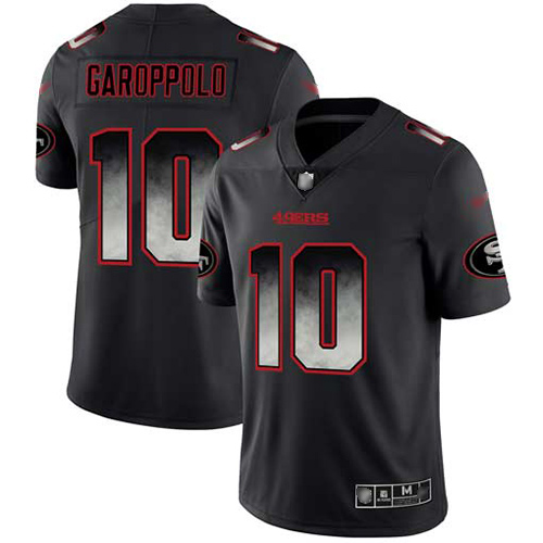 Nike 49ers #10 Jimmy Garoppolo Black Men's Stitched NFL Vapor Untouchable Limited Smoke Fashion Jersey Nike 49ers #10 Jimmy Garoppolo Black Men's Stitched NFL Vapor Untouchable Limited Smoke Fashion Jersey
