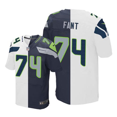 Nike Seahawks #74 George Fant White/Steel Blue Men's Stitched NFL Elite Split Jersey Nike Seahawks #74 George Fant White/Steel Blue Men's Stitched NFL Elite Split Jersey