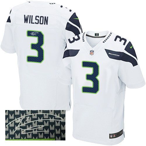 Nike Seahawks #3 Russell Wilson White Men's Stitched NFL Elite Autographed Jersey Nike Seahawks #3 Russell Wilson White Men's Stitched NFL Elite Autographed Jersey
