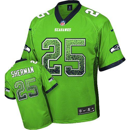 Nike Seahawks #25 Richard Sherman Green Men's Stitched NFL Elite Drift Fashion Jersey Nike Seahawks #25 Richard Sherman Green Men's Stitched NFL Elite Drift Fashion Jersey