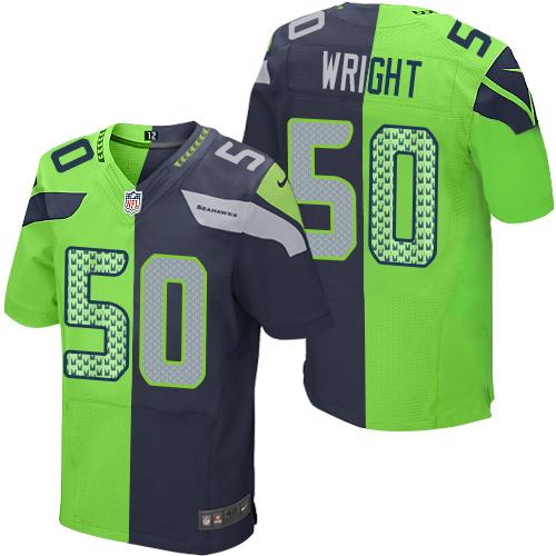 Nike Seahawks #50 K.J. Wright Steel Blue/Green Men's Stitched NFL Elite Split Jersey Nike Seahawks #50 K.J. Wright Steel Blue/Green Men's Stitched NFL Elite Split Jersey