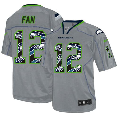 Nike Seahawks #12 Fan New Lights Out Grey Men's Stitched NFL Elite Jersey Nike Seahawks #12 Fan New Lights Out Grey Men's Stitched NFL Elite Jersey