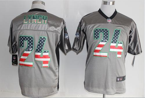 Nike Seahawks #24 Marshawn Lynch Grey Men's Stitched NFL Elite USA Flag Fashion Jersey Nike Seahawks #24 Marshawn Lynch Grey Men's Stitched NFL Elite USA Flag Fashion Jersey