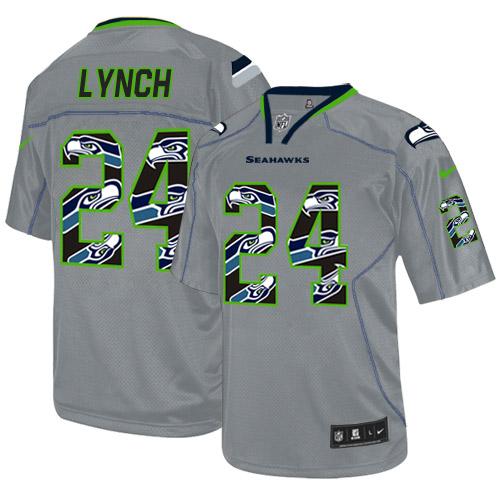 Nike Seahawks #24 Marshawn Lynch New Lights Out Grey Men's Stitched NFL Elite Jersey Nike Seahawks #24 Marshawn Lynch New Lights Out Grey Men's Stitched NFL Elite Jersey