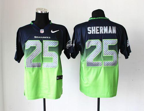Nike Seahawks #25 Richard Sherman Steel Blue/Green Men's Stitched NFL Elite Fadeaway Fashion Jersey Nike Seahawks #25 Richard Sherman Steel Blue/Green Men's Stitched NFL Elite Fadeaway Fashion Jersey
