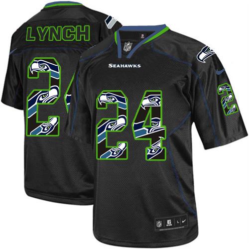 Nike Seahawks #24 Marshawn Lynch New Lights Out Black Men's Stitched NFL Elite Jersey Nike Seahawks #24 Marshawn Lynch New Lights Out Black Men's Stitched NFL Elite Jersey