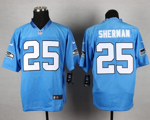 Nike Seahawks #25 Richard Sherman Light Blue Men's Stitched NFL Elite Jersey Nike Seahawks #25 Richard Sherman Light Blue Men's Stitched NFL Elite Jersey
