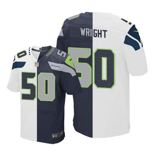 Nike Seahawks #50 K.J. Wright White/Steel Blue Men's Stitched NFL Elite Split Jersey Nike Seahawks #50 K.J. Wright White/Steel Blue Men's Stitched NFL Elite Split Jersey