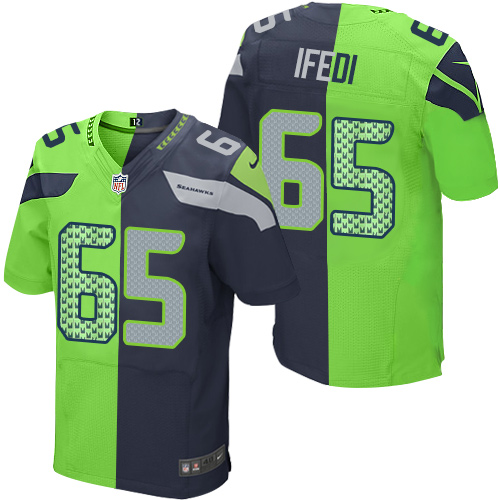 Nike Seahawks #65 Germain Ifedi Steel Blue/Green Men's Stitched NFL Elite Split Jersey Nike Seahawks #65 Germain Ifedi Steel Blue/Green Men's Stitched NFL Elite Split Jersey
