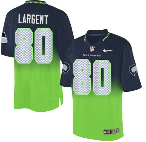 Nike Seahawks #80 Steve Largent Steel Blue/Green Men's Stitched NFL Elite Fadeaway Fashion Jersey Nike Seahawks #80 Steve Largent Steel Blue/Green Men's Stitched NFL Elite Fadeaway Fashion Jersey