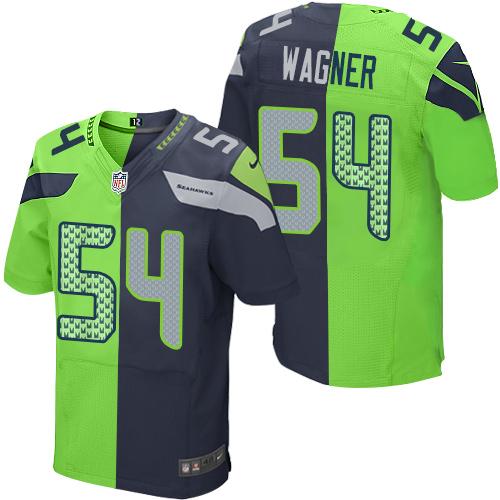 Nike Seahawks #54 Bobby Wagner Steel Blue/Green Men's Stitched NFL Elite Split Jersey Nike Seahawks #54 Bobby Wagner Steel Blue/Green Men's Stitched NFL Elite Split Jersey