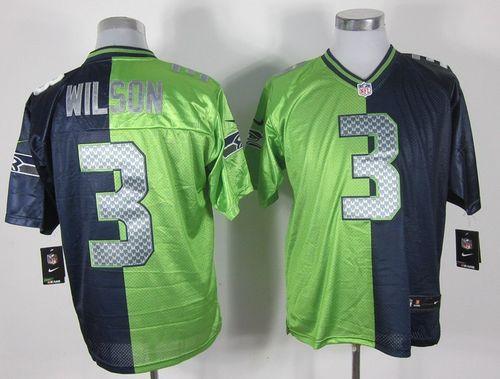 Nike Seahawks #3 Russell Wilson Steel Blue/Green Men's Stitched NFL Elite Split Jersey Nike Seahawks #3 Russell Wilson Steel Blue/Green Men's Stitched NFL Elite Split Jersey