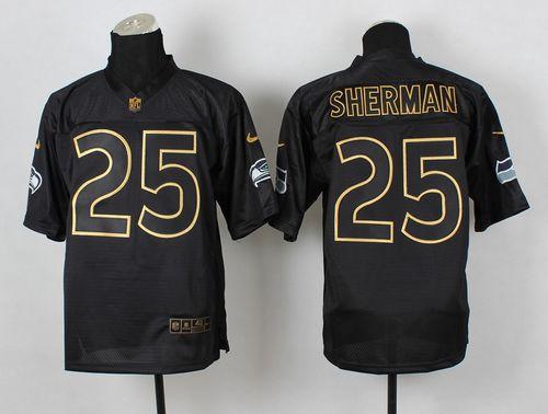 Nike Seahawks #25 Richard Sherman Black Gold No. Fashion Men's Stitched NFL Elite Jersey Nike Seahawks #25 Richard Sherman Black Gold No. Fashion Men's Stitched NFL Elite Jersey