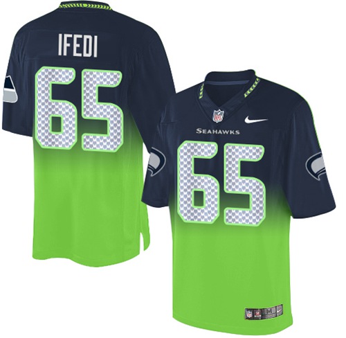 Nike Seahawks #65 Germain Ifedi Steel Blue/Green Men's Stitched NFL Elite Fadeaway Fashion Jersey Nike Seahawks #65 Germain Ifedi Steel Blue/Green Men's Stitched NFL Elite Fadeaway Fashion Jersey