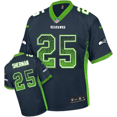 Nike Seahawks #25 Richard Sherman Steel Blue Team Color Men's Stitched NFL Elite Drift Fashion Jersey Nike Seahawks #25 Richard Sherman Steel Blue Team Color Men's Stitched NFL Elite Drift Fashion Jersey