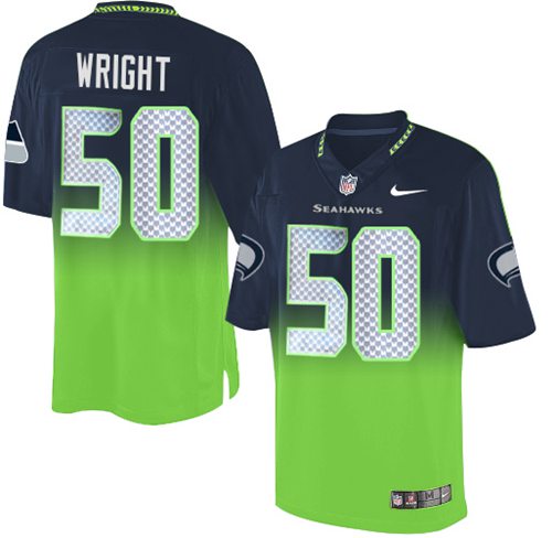 Nike Seahawks #50 K.J. Wright Steel Blue/Green Men's Stitched NFL Elite Fadeaway Fashion Jersey Nike Seahawks #50 K.J. Wright Steel Blue/Green Men's Stitched NFL Elite Fadeaway Fashion Jersey