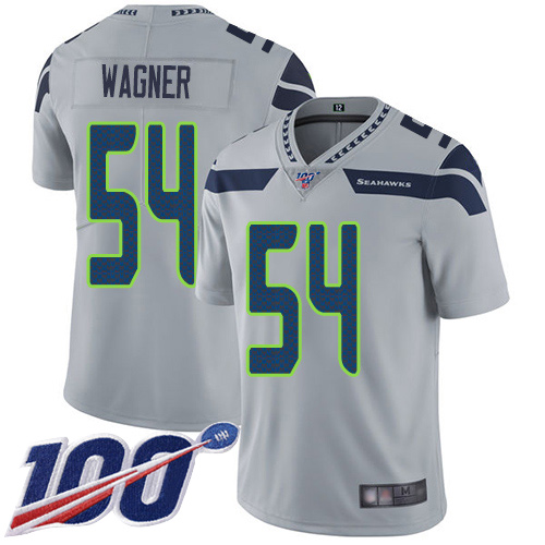 Nike Seahawks #54 Bobby Wagner Grey Alternate Men's Stitched NFL 100th Season Vapor Limited Jersey Nike Seahawks #54 Bobby Wagner Grey Alternate Men's Stitched NFL 100th Season Vapor Limited Jersey