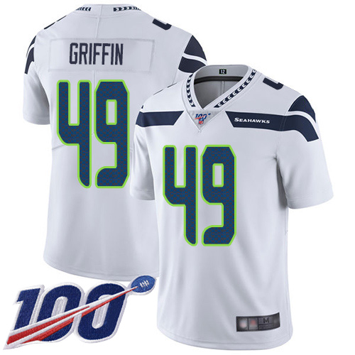 Nike Seahawks #49 Shaquem Griffin White Men's Stitched NFL 100th Season Vapor Limited Jersey Nike Seahawks #49 Shaquem Griffin White Men's Stitched NFL 100th Season Vapor Limited Jersey