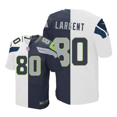 Nike Seahawks #80 Steve Largent White/Steel Blue Men's Stitched NFL Elite Split Jersey Nike Seahawks #80 Steve Largent White/Steel Blue Men's Stitched NFL Elite Split Jersey
