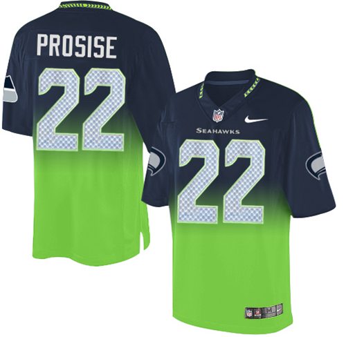 Nike Seahawks #22 C. J. Prosise Steel Blue/Green Men's Stitched NFL Elite Fadeaway Fashion Jersey Nike Seahawks #22 C. J. Prosise Steel Blue/Green Men's Stitched NFL Elite Fadeaway Fashion Jersey