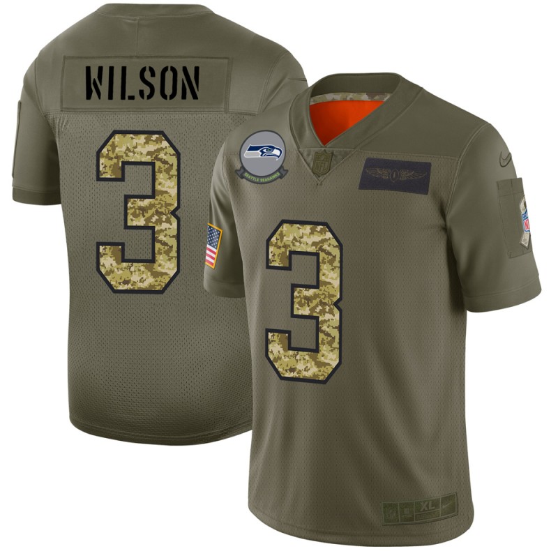Seattle Seahawks #3 Russell Wilson Men's Nike 2019 Olive Camo Salute To Service Limited NFL Jersey Seattle Seahawks #3 Russell Wilson Men's Nike 2019 Olive Camo Salute To Service Limited NFL Jersey