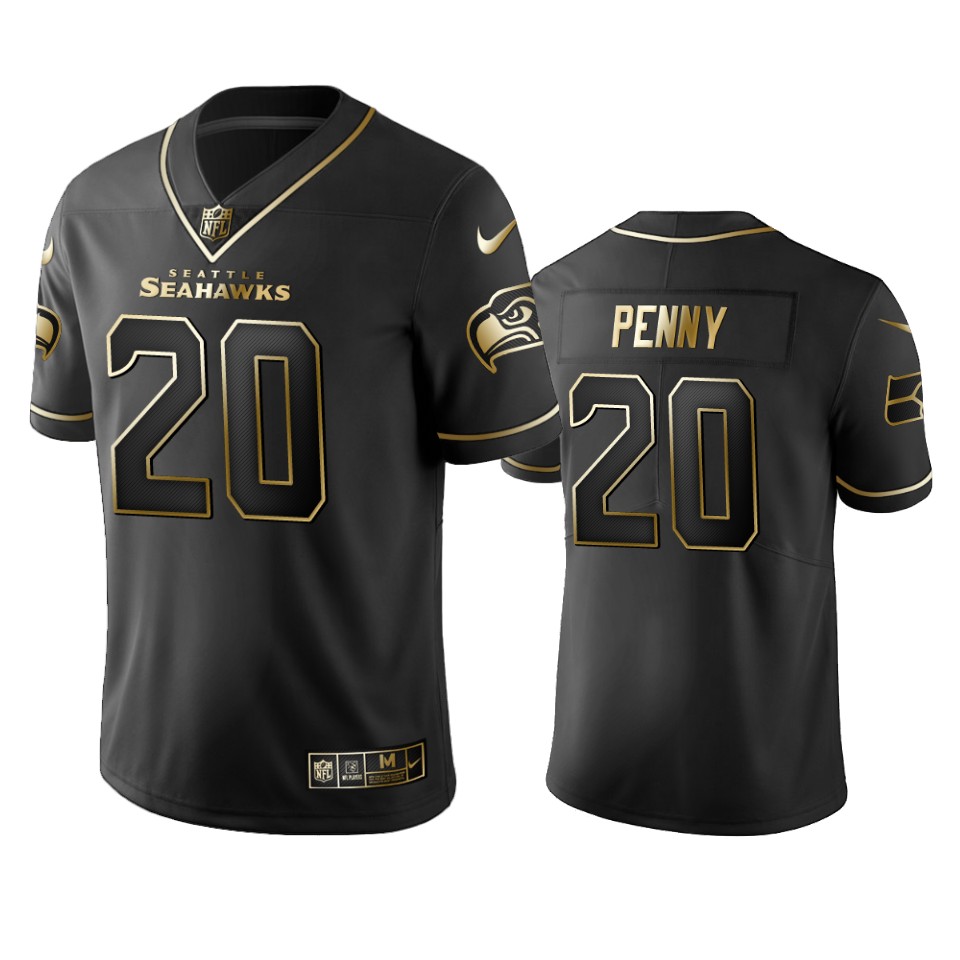Seahawks #20 Rashaad Penny Men's Stitched NFL Vapor Untouchable Limited Black Golden Jersey Seahawks #20 Rashaad Penny Men's Stitched NFL Vapor Untouchable Limited Black Golden Jersey