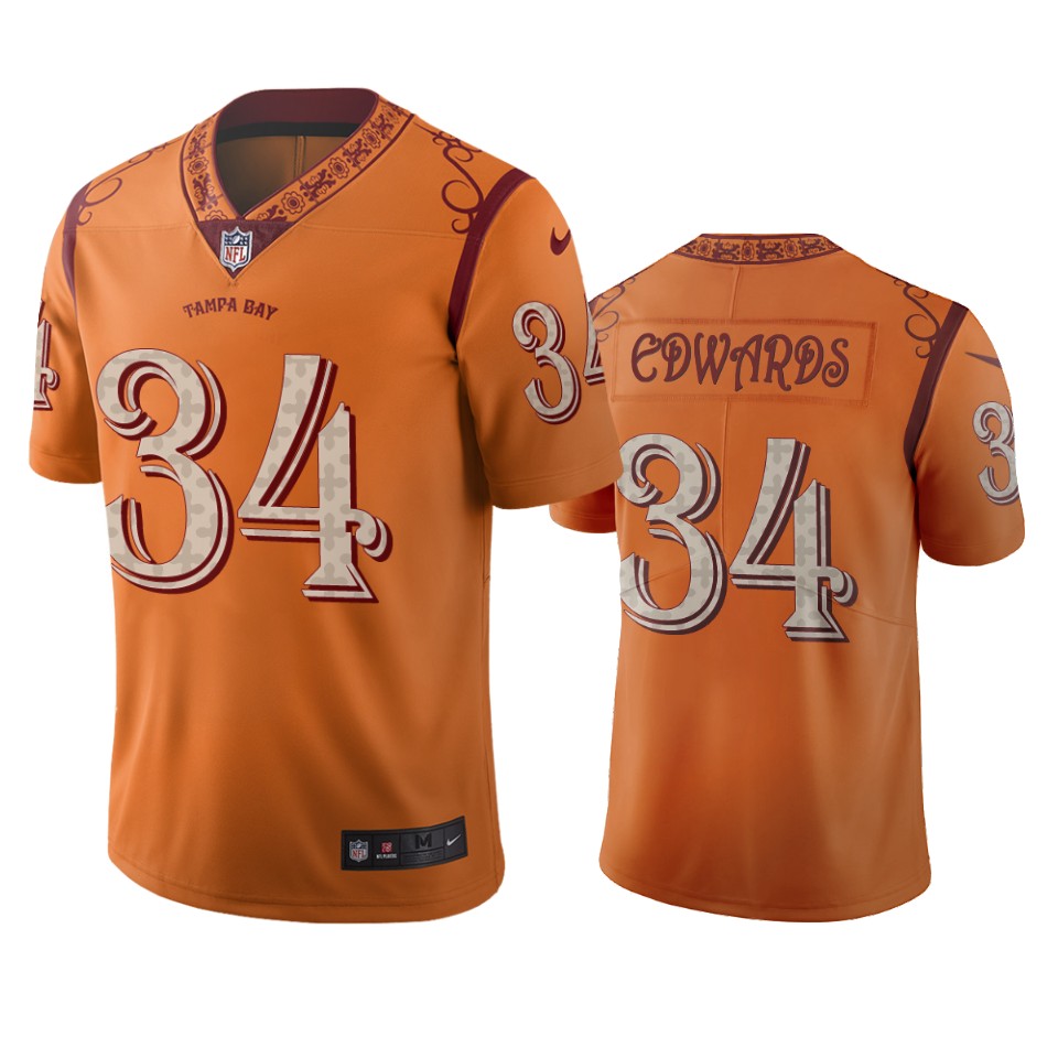 Tampa Bay Buccaneers #34 Mike Edwards Orange Vapor Limited City Edition Jersey Tampa Bay Buccaneers #34 Mike Edwards Orange Vapor Limited City Edition Jersey
