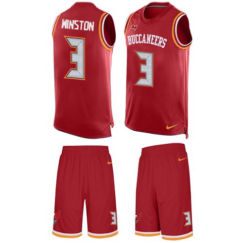 Nike Buccaneers #3 Jameis Winston Red Team Color Men's Stitched NFL Limited Tank Top Suit Jersey Nike Buccaneers #3 Jameis Winston Red Team Color Men's Stitched NFL Limited Tank Top Suit Jersey