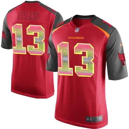 Nike Buccaneers #13 Mike Evans Red Team Color Men's Stitched NFL Limited Strobe Jersey Nike Buccaneers #13 Mike Evans Red Team Color Men's Stitched NFL Limited Strobe Jersey